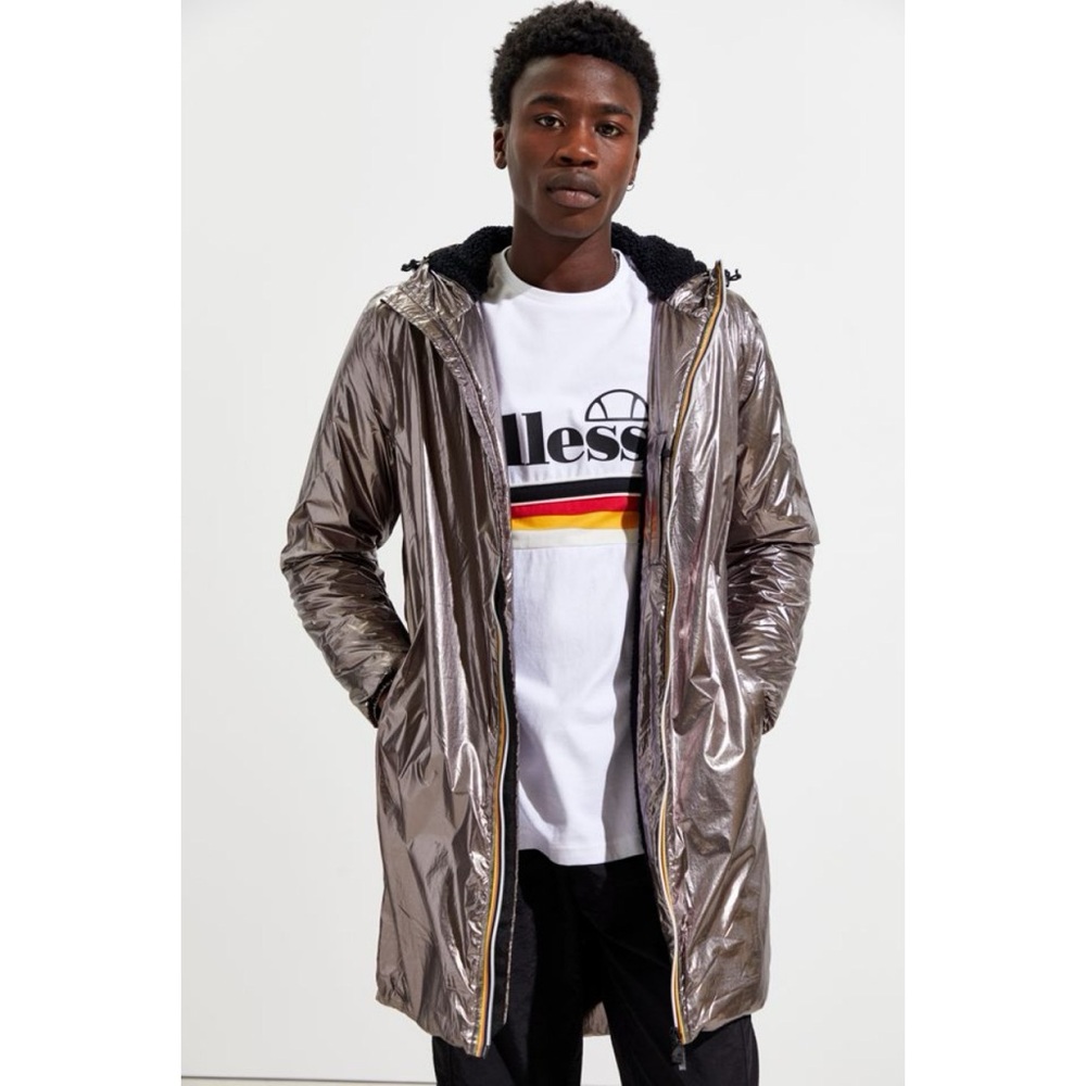 Urban Outfitters x K-Way Vrai 3.0 Eiffel Orsetto Sherpa Metallic Jacket Parka